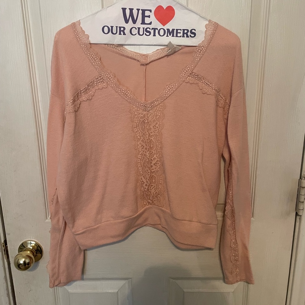 Macys’ Pink Lace long sleeve Top